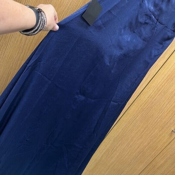 Lulus XL Navy Blue Satin Maxi Dress - Picture 3 of 10